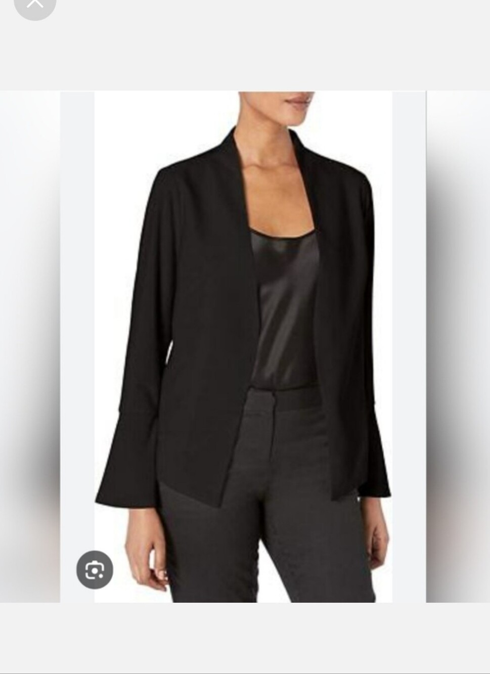 Adrianna Papell Black Open-Front Blazer Jacket Flared Bell Sleeves Dressy Medium